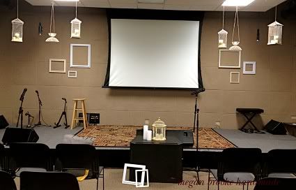 Bird Cage Set design with hanging bird cages and frames