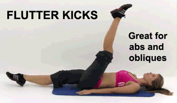 Abs and obliques workout, flutter kicks, workout for a toned tummy