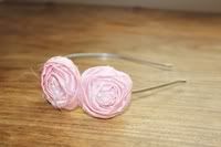 Double Pink Rosette with Pearls Metal Headband will fit a Child, Teen or Adult Woman