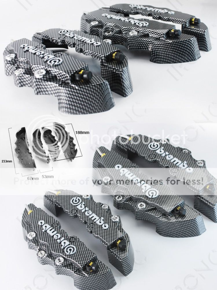 4pcs 3D Brembo Car Brake Caliper Covers Kit For VW Honda Ford Black 