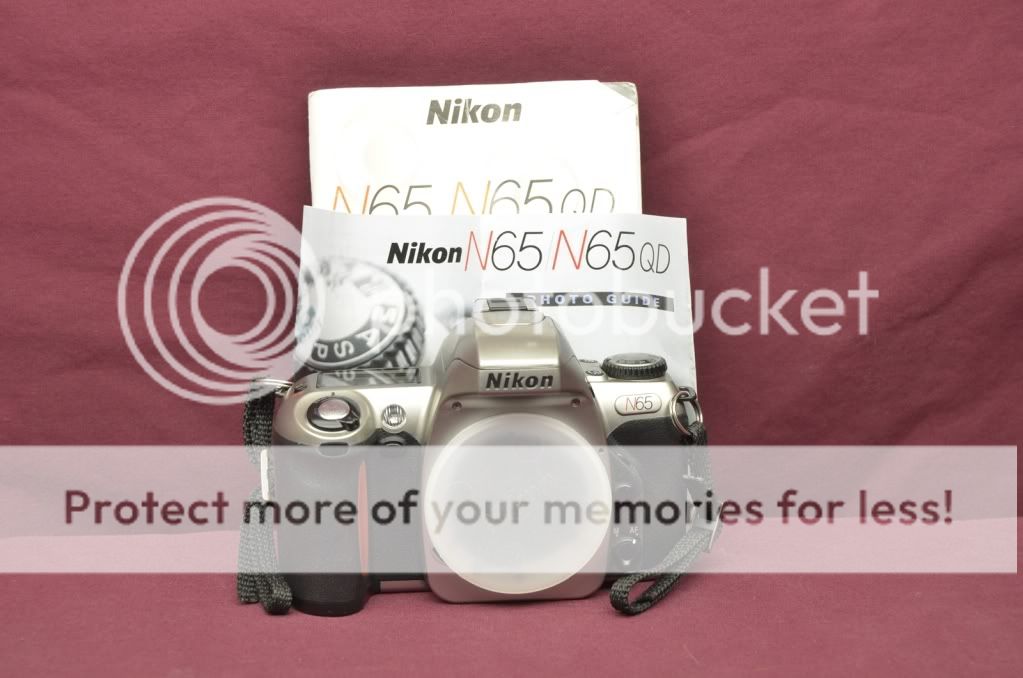 Nikon N65 35mm SLR Film camera with body cap and manuals  