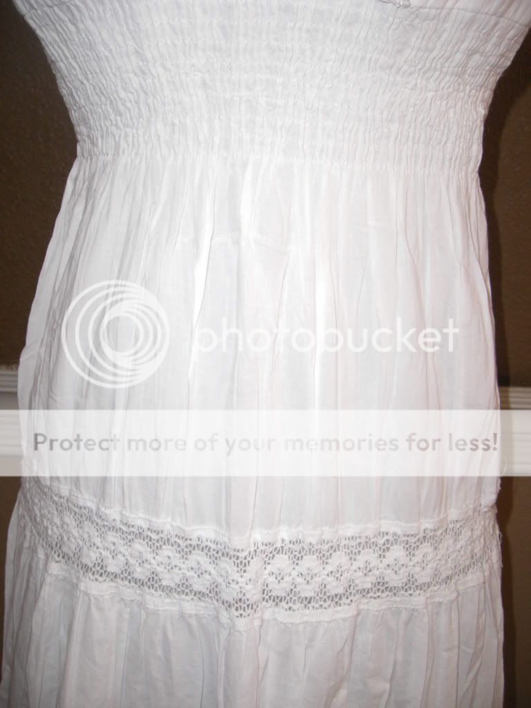 Speed Control White Lace Long Plunge V Neck Cotton Smocked Lined Sexy 